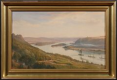 Jakob Scheiner - Blick vom Siebengebirge auf den Rhein mit den Inseln Grafen- und Nonnenwerth, 81961-4, Van Ham Kunstauktionen
