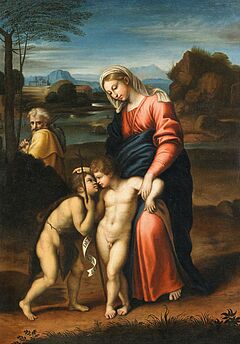 Italienischer Meister - Heilige Familie mit dem Johannesknaben, 55492-1, Van Ham Kunstauktionen