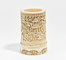Pinselbecher mit Pagode und Personen in Pavillons im Garten, 65621-6, Van Ham Kunstauktionen