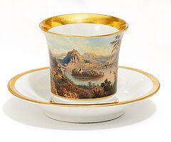 KPM - Tasse und Untertasse mit Rheinansicht, 60018-5, Van Ham Kunstauktionen