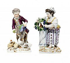 Meissen - Enten fuetternder Junge und Maedchen mit Blumenkranz, 54904-8, Van Ham Kunstauktionen
