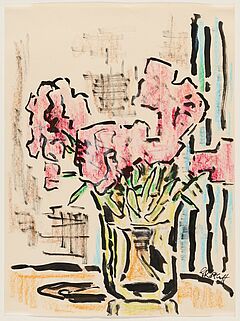 Karl Schmidt-Rottluff - Rote Blueten in heller Vase, 75440-2, Van Ham Kunstauktionen