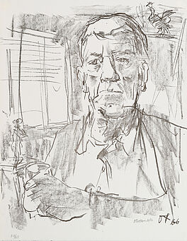 Oskar Kokoschka - Selbstbildnis mit Statuette, 62733-60, Van Ham Kunstauktionen