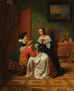 Dame mit Kindern im Salon, eine Miniatur zeigend, 80877-11, Van Ham Kunstauktionen