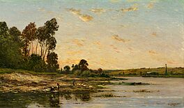 Hippolyte-Camille Delpy - Kleine Flusslandschaft im Abendrot, 53558-65, Van Ham Kunstauktionen