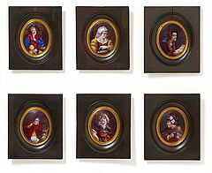 Folge von sechs Emailplaketten mit Genreportraits, 56403-13, Van Ham Kunstauktionen