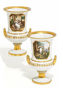 Meissen - Paar kleine Biedermeier Vasen, 59230-8, Van Ham Kunstauktionen