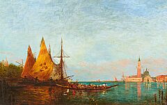 Felix Ziem - Fischerboote vor Venedig, 68191-1, Van Ham Kunstauktionen