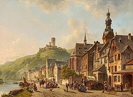 Jacques Francois Carabain - Markttag am Ufer der Mosel in Cochem, 75422-2, Van Ham Kunstauktionen