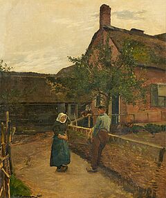 Friedrich Kallmorgen - Hollaendische Bauersleute am Gehoeft, 73790-2, Van Ham Kunstauktionen