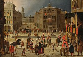 Louis De Caullery - Stadtansicht mit Reiterwettkampf, 81345-13, Van Ham Kunstauktionen