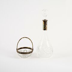 Kristallschale und Kristallkaraffe mit Silbermontierungen, 80769-8, Van Ham Kunstauktionen