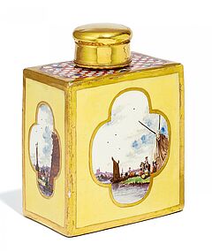 Meissen - Teedose mit gelbem Fond und Kauffahrteiszenen, 56969-13, Van Ham Kunstauktionen