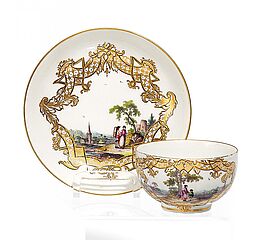 Meissen - Teetasse und Unterschale mit Landschaftskartuschen, 60551-14, Van Ham Kunstauktionen