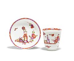 Meissen - Tasse und Untertasse mit Faecherchinesen, 73258-5, Van Ham Kunstauktionen