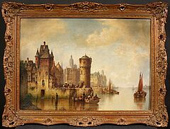 Ludwig Hermann - Hafenstadt in Flandern, 81126-2, Van Ham Kunstauktionen