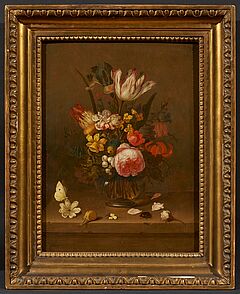 Anthony Claesz II - Ein Blumenstrauss mit Tulpen Rosen Narzissen und Nelken in einer Glasvase, 76147-1, Van Ham Kunstauktionen