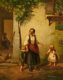 Deutsche Schule - Junge Mutter mit ihren Kindern, 75751-3, Van Ham Kunstauktionen
