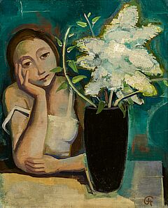 Karl Hofer - Maedchen am Tisch mit Vase, 80824-9, Van Ham Kunstauktionen