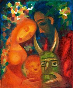 Boris Israelevich Anisfeld - Ohne Titel Die Heilige Familie mit einer Totemmaske, 55555-1, Van Ham Kunstauktionen