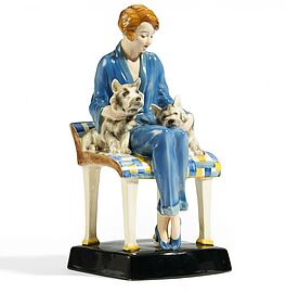 Friedrich Goldscheider - Sitzende Dame mit Hunden, 66139-1, Van Ham Kunstauktionen