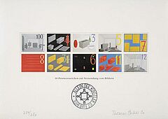 Thomas Huber - 10 Postwertzeichen zur Versendung von Bildern 8 Briefmarkenboegen von 10, 56801-20086, Van Ham Kunstauktionen
