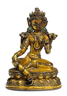 Elegante Figur der Gruenen Tara, 65689-7, Van Ham Kunstauktionen