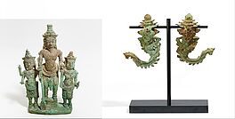Kleine Votivfigur einer Triade des Shiva und ein Paar Saenftenhaken mit Garuda, 64361-3, Van Ham Kunstauktionen