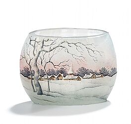 Daum Freres - Miniaturvase mit Winterlandschaft im Abendlicht, 60552-18, Van Ham Kunstauktionen