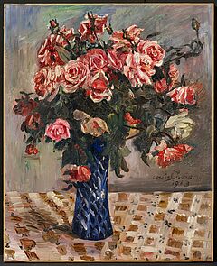 Lovis Corinth - Stillleben - Rote und rosa Rosen in Vase auf Tischtuch Blumen, 73336-1, Van Ham Kunstauktionen