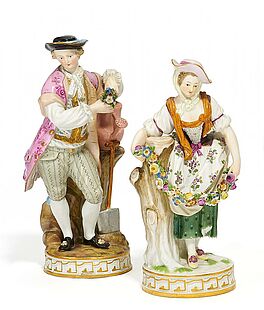 Meissen - Gaertnerin mit Blumengirlande und Gaertner mit Giesskanne, 58197-51, Van Ham Kunstauktionen