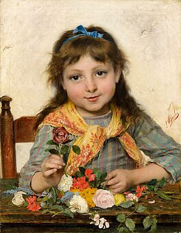 Luigi Bechi - Junges Maedchen mit Blumen, 54919-2, Van Ham Kunstauktionen
