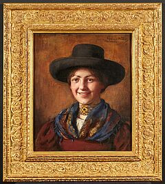 Emma von Müller - Lächelndes Mädchen mit Hut, 82169-4, Van Ham Kunstauktionen
