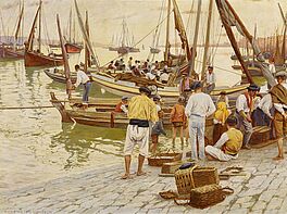 Kunz Meyer-Waldeck - Fischer in einem portugiesischen Hafen, 59411-1, Van Ham Kunstauktionen