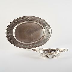 Ovales Tablett und Brotschale mit Festons, 81573-9, Van Ham Kunstauktionen