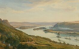 Jakob Scheiner - Blick vom Siebengebirge auf den Rhein mit den Inseln Grafen- und Nonnenwerth, 81961-4, Van Ham Kunstauktionen