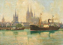 Hans Bohrdt - Dampfer auf dem Rhein vor der Altstadt von Koeln, 75330-1, Van Ham Kunstauktionen