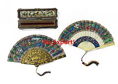 Zwei Faecher mit Genreszenen Voegeln und Blumen, 66443-12, Van Ham Kunstauktionen