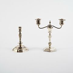 Ein Leuchter, eine zweiflammige Girandole & ein Paar kleine Leuchter, 81573-2, Van Ham Kunstauktionen