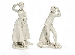 Nymphenburg - Harlekine und Harlekin aus der Commedia dellArte, 56180-3, Van Ham Kunstauktionen
