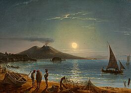 Gustaf Wilhelm Palm - Die Bucht von Neapel mit dem Vesuv im Schein des Vollmonds, 68001-17, Van Ham Kunstauktionen