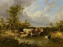 Thomas Sidney Cooper - Hirte mit seinem Vieh an der Furt, 59682-4, Van Ham Kunstauktionen