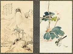 Zwei Albumblaetter LandschaftInsekten und Voegel, 65473-1, Van Ham Kunstauktionen