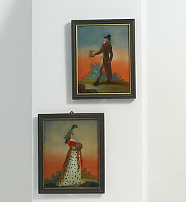 Augsburg - Ein Paar Gemaelde mit elegantem Herrn einen Brief in Haenden und eleganter Dame mit Muff, 80922-7, Van Ham Kunstauktionen