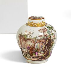 Meissen - Teedose mit laendlichen Szenen in feinster Malerei, 80922-38, Van Ham Kunstauktionen