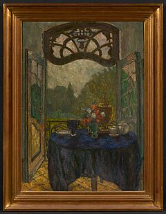 August von Brandis - Interieur vor geoeffnetem Fenster, 77013-12, Van Ham Kunstauktionen