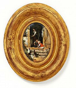 Deutschland - Kleine ovale Bildplatte mit laendlicher Szene, 56345-6, Van Ham Kunstauktionen