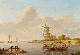 Johannes Hermanus Koekkoek - Ruhiger Tag an einem hollaendischen Kanal, 81233-11, Van Ham Kunstauktionen