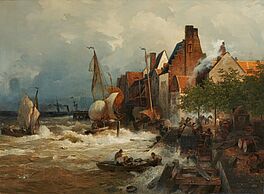 Andreas Achenbach - Heimkehrende Fischerboote bei Sturmflut, 73120-1, Van Ham Kunstauktionen