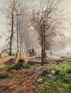 Hugo Muehlig - Pferdefuhrwerk auf der Grafenberger Allee, 73120-7, Van Ham Kunstauktionen